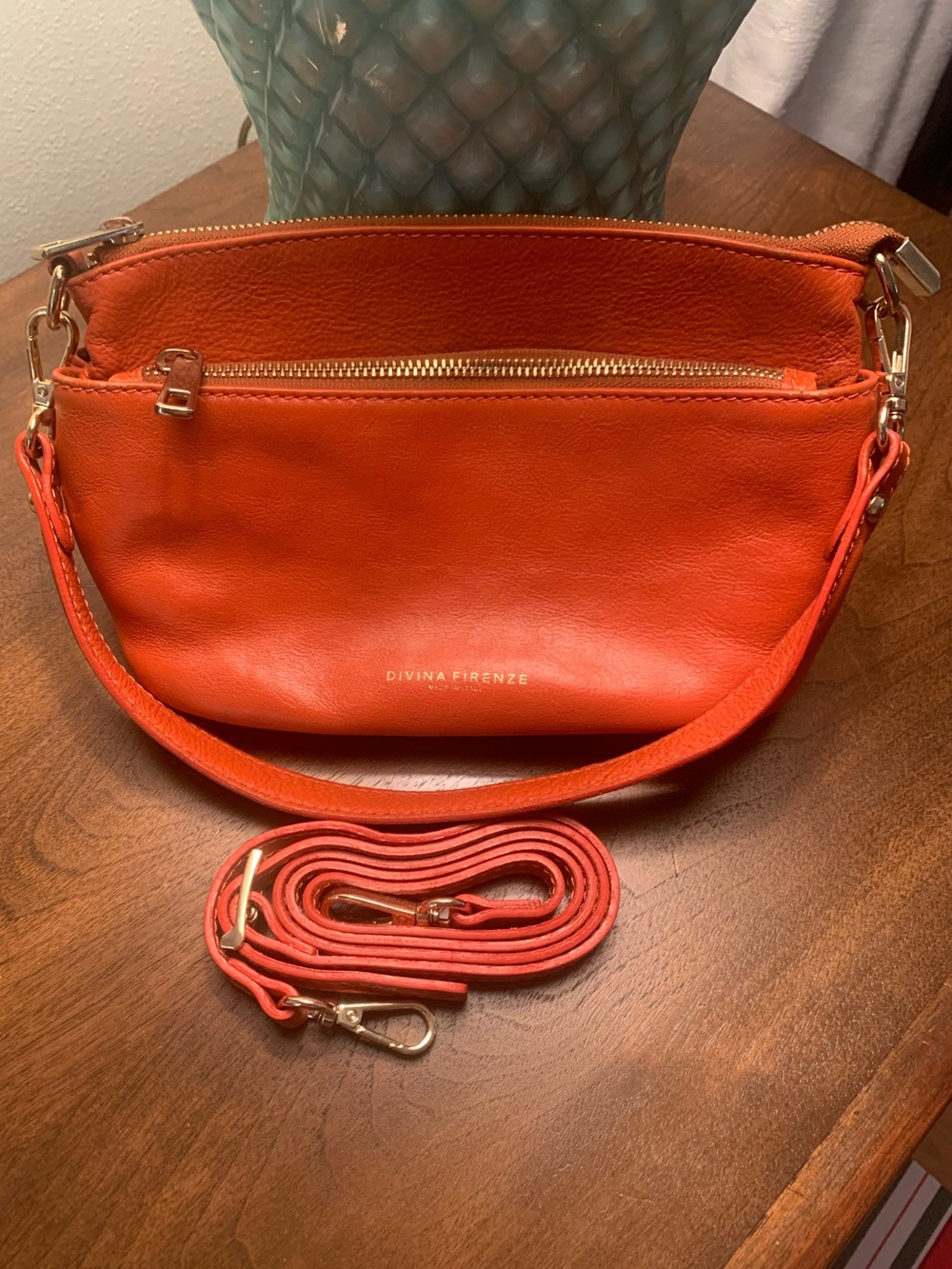 Divina Firenze Orange Leather Crossbody